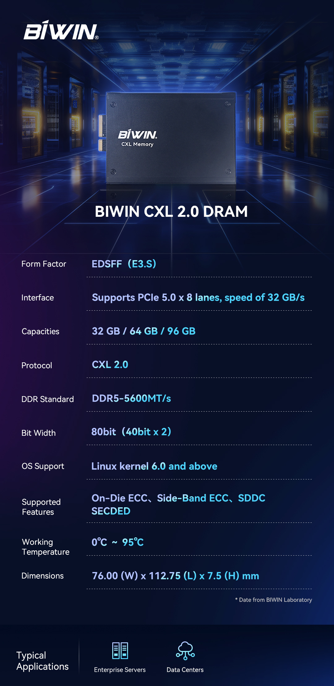 KAIYUN CXL 2.0 DRAM